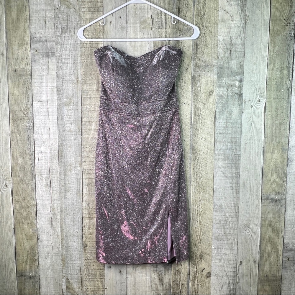 Teeze Me Size 1/2 Strapless Pink Shimmer Glitter Lined Party Cocktail Dress